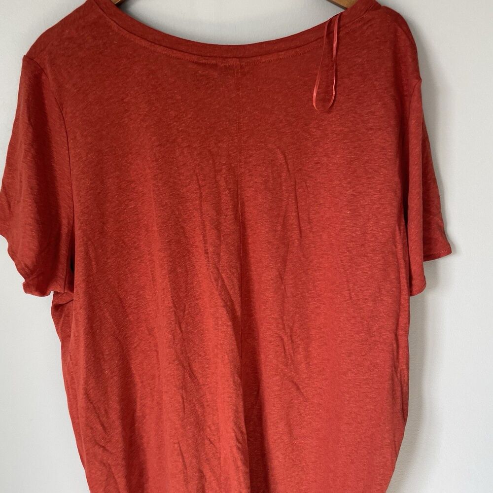 Tahari 100% Linen Blouse Top V Neck Short Sleeve Burnt Orange Women's Size 3X - Picture 6 of 10